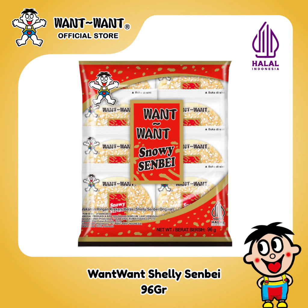 Want Want Snowy Senbei Rice Cracker Original | Snack Beras | Kerupuk Beras
